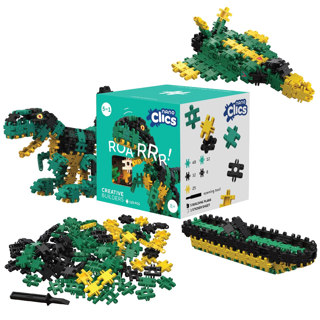 Nano Clics Creative Builders 125, construction toys for children ages 8 and up, creative educational toys in a 125 piece set, building blocks for girls and boys, durable toys